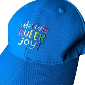 New Celebrate Queer Joy! Blue Embroidered Cap Hat Pride LGBTQ Gay Rights Ally